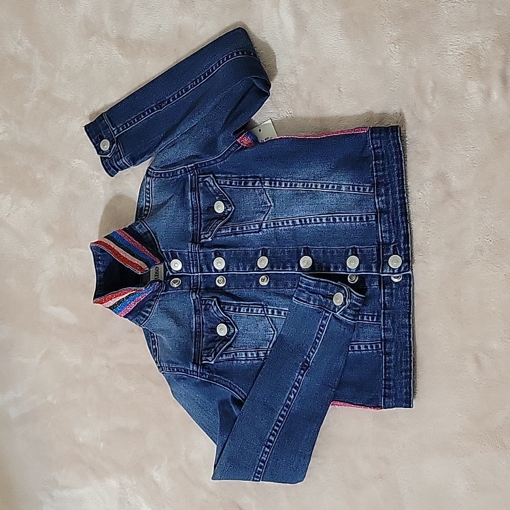 Hudson Girls' Amber Glitter-Stripe Denim Jacket NWT